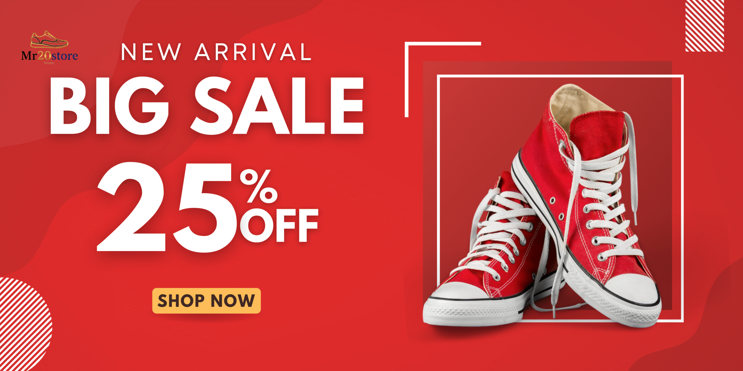 Red Sneakers Realistic Product Promotion Banner